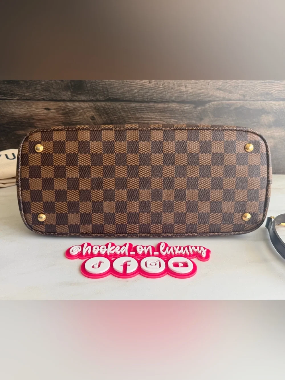 Authentic Louis Vuitton Kensington Damier Ebene Shoulder 2 Way Handbag Tote Bag